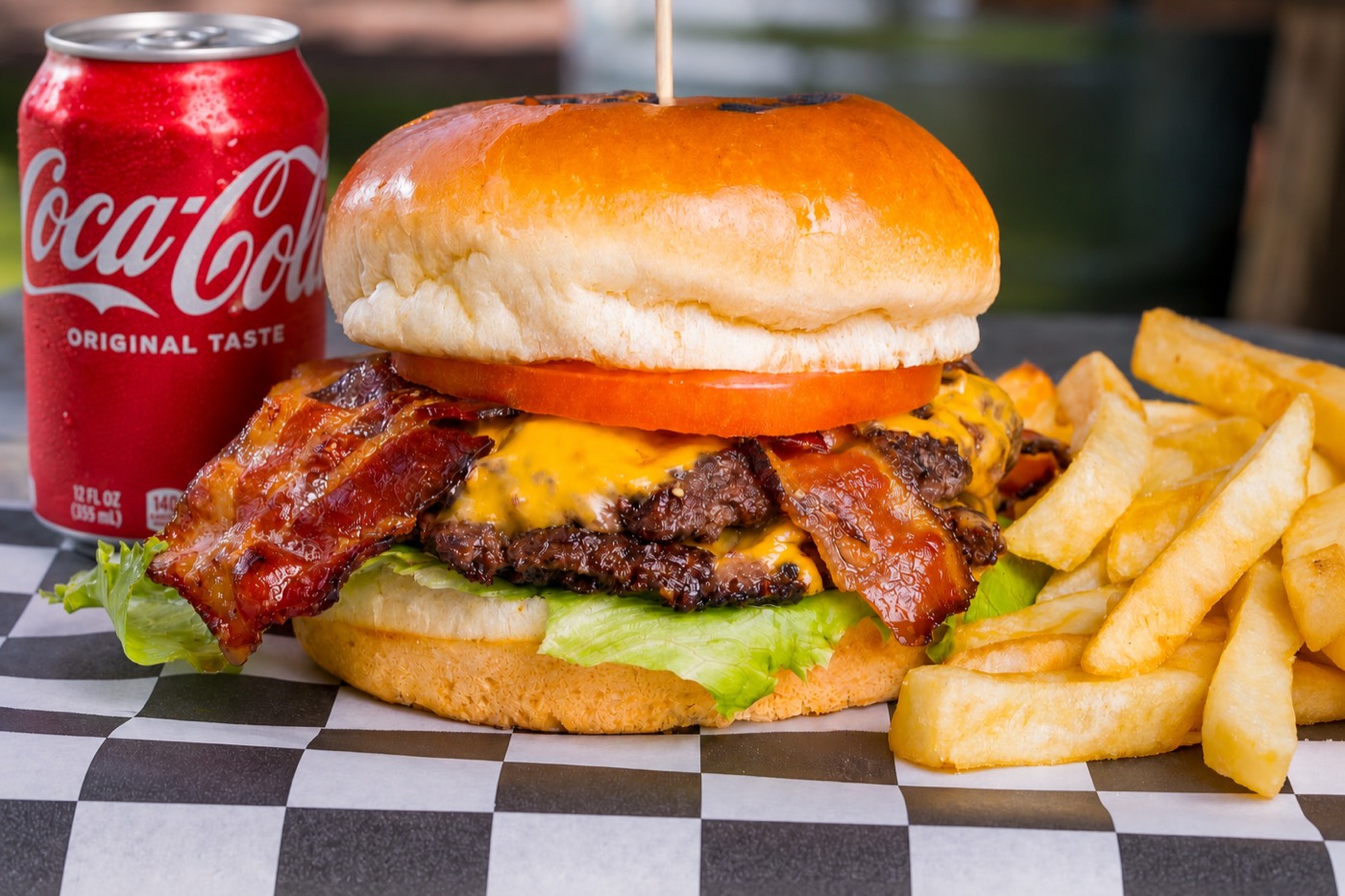 Latin Fixin's bacon cheeseburger combo with fries and a drink