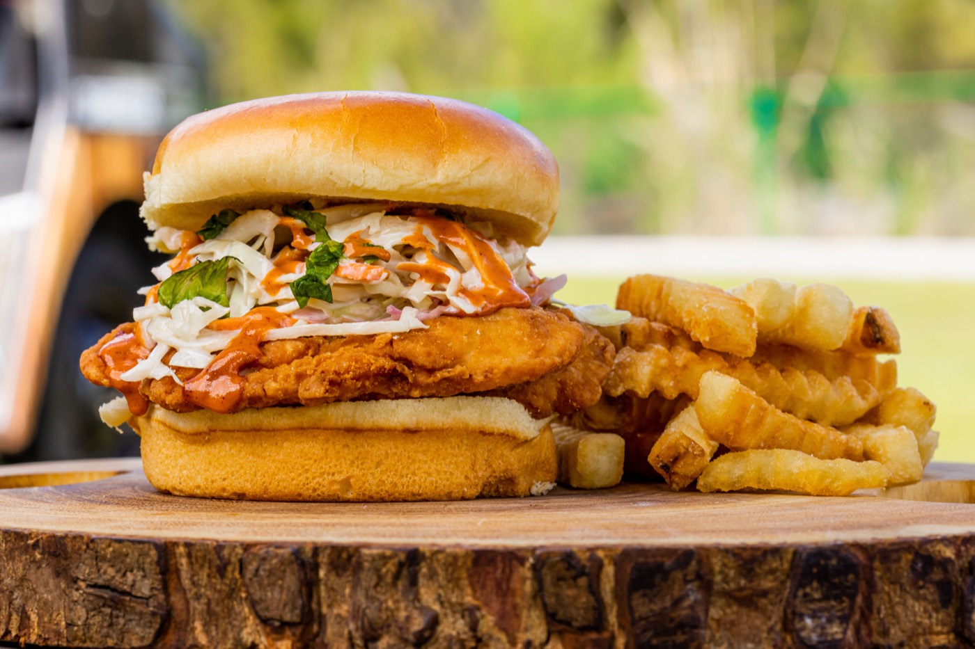 Crispy Chicken Burger with coleslaw and chipotle aioli